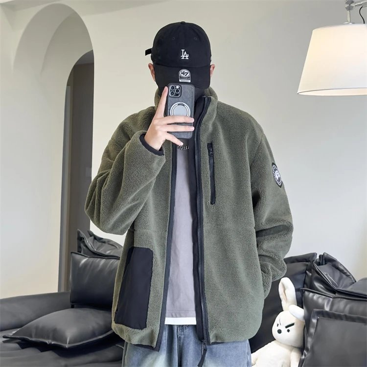 - Canada Goose Army Green Fleece Jacket Streetwear Casual